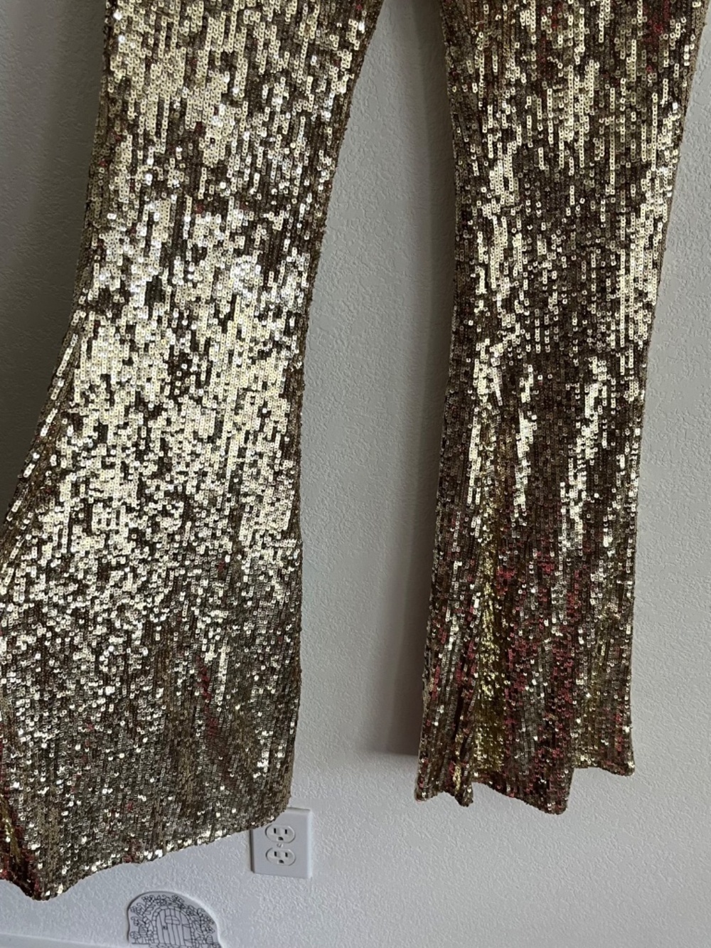 Show Me Your MuMu Gold Sequin Flare Leg High Waisted Mercury Pants - Picture 3 of 5